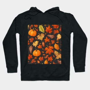 autumn leaves and pumpkins colorful pattern Hoodie